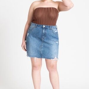 Distressed mini jean skirt; Size 18-New!